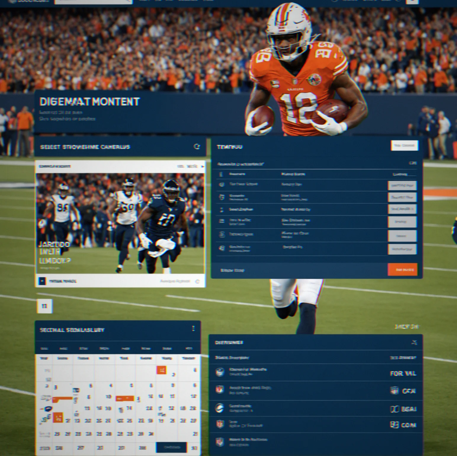 Calendar-style interface showing seasonal momentum windows, playoff schedules and viral moment probability timelines